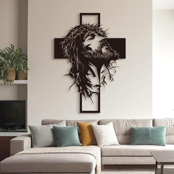 Large Metal Jesus Cross Wall Decor