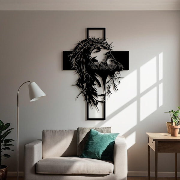 Large Metal Jesus Cross Wall Decor