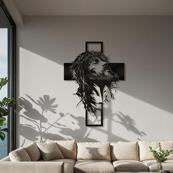 Large Metal Jesus Cross Wall Decor